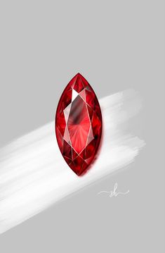 Marquise shape, red ruby stone design with #procreate #ruby #jewelrydesigner #red Red Beryl Stone, Ruby Drawing Gem, Ruby Tattoo Gem, Ruby Tattoo Ideas, Ruby Watercolor, Ruby Painting, Ruby Drawing, Stone Rendering, Ruby Tattoo