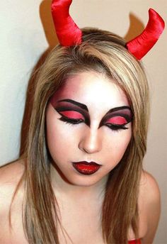 10+ Halloween Devil Makeup Ideas For Girls & Women 2016 | Modern Fashion Blog Purim Makeup, Dark Makeup Looks, Best Friend Halloween Costumes, Cruella Deville