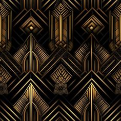 an art deco wallpaper with gold and black