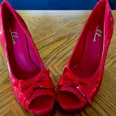 Red 4in Heels For Your Wizard Of Oz Cosplay Fun For Your Own Trip Down The Yellow Brick Road Wizard Of Oz Cosplay, Butterfly Heels, The Yellow Brick Road, Clear Sandals, Ellie Shoes, T Strap Shoes, Dance Heels, Black Platform Heels, Brick Road