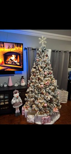 a decorated christmas tree in a living room