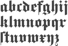 an old english type of font that is black and white with the letters in different styles