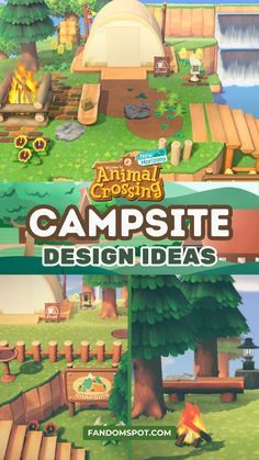 an animal crossing game with the title camp site and design ideas on it's cover