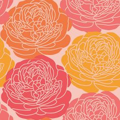 an orange and pink flower pattern