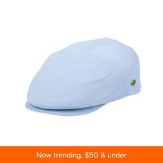 a light blue hat with the words $ 50 & under on it