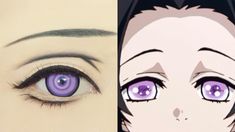 Demon Slayer character cosplay eye makeup Kimetsu no Yaiba 鬼滅の刃 胡蝶 カナエ Kanae Kocho Shinobu Cosplay Makeup, Shinobu Makeup, Flower Hashira, Puppy Eyes Makeup, Anime Puppy, Kanae Kocho