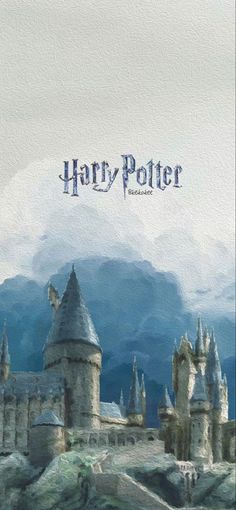 a painting of hogwart castle with the words harry potter on it's side