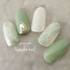 Japanese Nail Design, Jade Nails, Korean Nail Art, Asian Nails, Stiletto Nails Designs, Japanese Nails, Marble Nails, My Nails, Nail Polishes