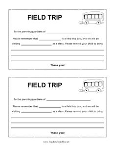 two bus tickets with the words field trip written on each one and an image of a bus