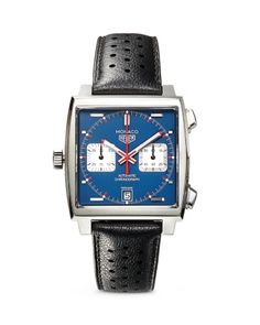 Tag Heuer Monaco Calibre 11 Automatic Men's Blue Leather Chronograph, 39mm Tag Heuer Monaco, Tag Heuer, Blue Leather, Jaeger Watch, Chronograph, Blue Man, Monaco, Blue Black, Jewelry Accessories