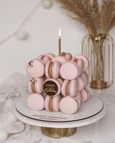 a birthday cake made to look like macaroons