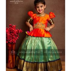 Patu Langa Designs For Kids, Kids Pattu Langa Blouse Designs, Baby Girl Pattu Langa Designs, Kids Pattu Langa Designs, Indian Lenghas, Langa Blouse For Kids, भारतीय दुल्हन संबंधी, Langa Blouse, Indian Dresses For Kids