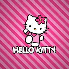 the hello kitty wallpaper is pink and has a bow on it's head