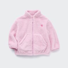 Fluffy Yarn Fleece Long-Sleeve Full-Zip Jacket (Embroidered) Fluffy Yarn, Baby Outerwear, Cute Embroidery, Cute Swag Outfits, Swag Outfits, Embroidery Details, Fall Looks, Toddler Outfits, Uniqlo