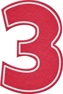 the number three is red and white