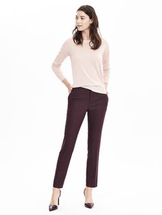 Banana Republic - $88 Elegant Sweater With Ribbed Neckline For Work, Classic Stretch Sweater For Work, Stretch Sweater For Workwear, Stretch Sweater With Ribbed Collar For Work, Stretch Crew Neck Sweater For Work, Banana Republic, Lookbook, Long Sleeves, Trim