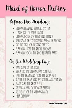 the bride's wedding checklist is shown in pink and white with flowers on it