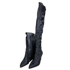 Zara Satin Beautifully Embroidered Over The Knee Boots Size: 6.5 So Sassy And Classy Features Floral Detailing Side Interior Zipper For Easy Put On And Removal Zara Fitted Pointed Toe Heeled Boots, Zara Fitted Heeled Party Boots, Zara Fitted Heeled Boots For Party, Elegant Fitted Heeled Boots By Zara, Elegant Fitted Zara Heeled Boots, Zara Fitted Heeled Boots For Evening, Zara Fitted Heeled Boots For Formal Occasions, Elegant Zara Heeled Boots For Evening, Zara Fitted Evening Heeled Boots