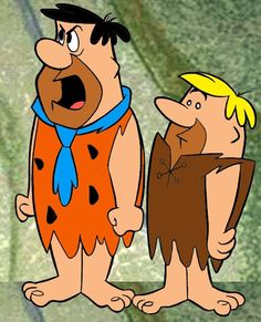 two cartoon characters standing next to each other with their mouths open and one holding the other's hand