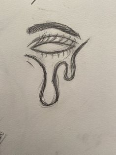 a drawing of an eye with tears coming out of it