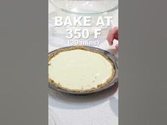 a pie crust in a pan with the words bake at 350 f