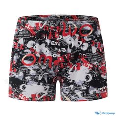 Orcajump - Cotton Anti-bacterial Printed Boxer Shorts with Allover Patterns Casual Multicolor Boxer Briefs For Beach, Multicolor Letter Print Short Bottoms, Casual Summer Gym Boxer Briefs, Multicolor Letter Print Shorts, Multicolor Letter Print Beach Bottoms, Casual Boxer Briefs With Letter Print, Casual Short Boxer Briefs With Letter Print, Summer Letter Print Short Boxer Briefs, Casual Red Boxer Briefs For Gym