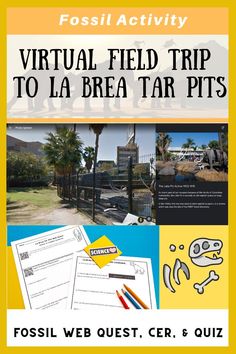 a poster with the words virtual field trip to la brea tar pits