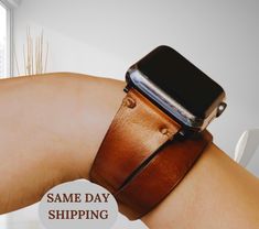 Product Details : Crafted with passion and precision, our handmade leather Apple Watch band exudes elegance and character, elevating your everyday style with a touch of sophistication. Meticulously designed and handcrafted by skilled artisans, each band is a testament to the timeless artistry of leatherwork. Indulge in the luxurious feel of genuine leather as it wraps around your wrist, offering both durability and comfort. Sourced from the finest hides, our leather is carefully selected for its Leather Bracelet Strap Apple Watch Band As Gift, Cuff Watch Band With Bracelet Strap As Gift, Gift Cuff Watch Band With Bracelet Strap, Cuff Bracelet Strap Watch Band Gift, Brown Rectangular Apple Watch Band Gift, Adjustable Brown Apple Watch Band For Gift, Adjustable Brown Apple Watch Band As Gift, Brown Bracelet Strap Apple Watch Band For Gift, Brown Bracelet Strap Apple Watch Band As Gift