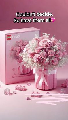 a pink box with flowers in it and the words, couldn't decide so have them all