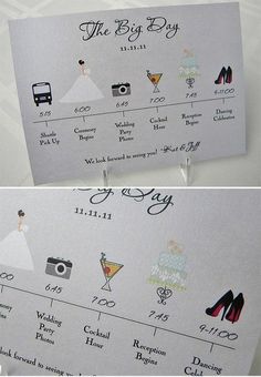 the wedding info sheet is shown with different types of shoes and dresses on it's side