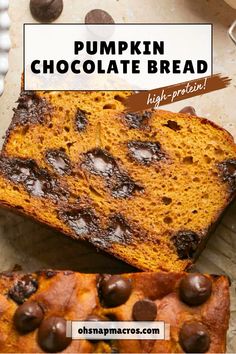 pumpkin chocolate bread with text overlay