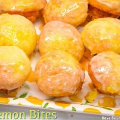 lemon bites with icing on a plate