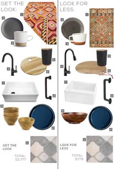 the different types of kitchen sinks are shown in this image, including one sink and two faucets