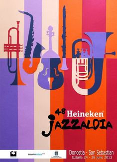 a poster with musical instruments on it for the festival heinekenn and jazzaria