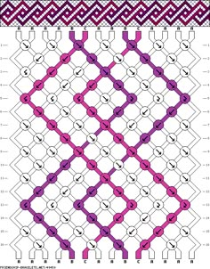 an image of a knitted pattern with pink and purple squares on the side,