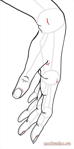 a drawing of a hand with red dots on the wrist and thumbnails showing