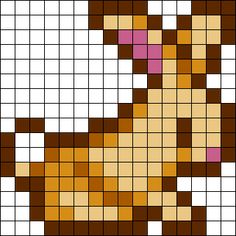 a cross stitch pattern with an image of a dog in brown and white squares,