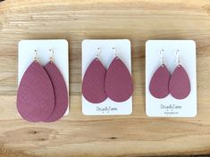 Saffiano Itailian leather teardrop in a mauve pink color. These come in 4 teardrop sizes. Choose your ear wire color. Gold, silver or antique bronze. Short video is size large Pink Teardrop Earrings For Gift, Adjustable Pink Teardrop Earrings With Ear Wire, Pink Teardrop Earring, Pink Teardrop Metal Earrings, Bohemian Pink Teardrop Earrings, Valentine Earrings, Valentines Earrings, College Station, Mauve Pink