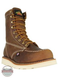 Thorogood 814-4178 American Heritage 8 Inch Trail Crazyhorse Moc Toe Maxwear Wedge™ Steel Toe Work Boots, Outdoor Boots, Shoe Company, Crazy Horse