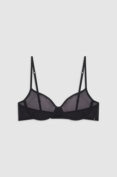 All sale items are FINAL SALE. We are unable to process returns, exchanges, or store credit for any sale items.  The Vena Bra is crafted from a sheer and lightweight nylon-spandex mesh fabrication in black. This clean, demi-style bra features a minimalist silhouette with bound edges, thin adjustable straps, and a traditional hook closure at the back for a secure and comfortable fit. Finished with a small hand-tacked ANINE BING monogram charm. The Vena Bra is cut for close, supportive fit. Take your true size. Minimalist Silhouette, Anine Bing, Black Bra, Bra Straps, Small Hands, Solid Black, Adjustable Straps, Comfort Fit, Monogram