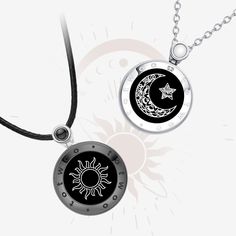 Symbolic Black Necklace With Moon Charm, Black Symbolic Moon Phase Necklace, Black Necklace With Sun And Moon Design As Gift, Smart Couple, Sun And Moon Matching, Sun And Moon Jewelry, Smart Jewelry, Dragon Ring, Gold Moon