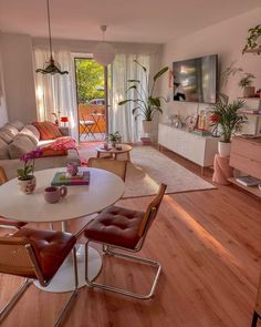 a living room filled with furniture and a flat screen tv