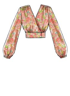 a drawing of a cropped top with floral print