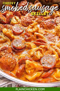 this cheesy smothered sausage skillet is an easy and delicious dinner