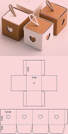 two boxes with hearts on them are shown in the same box, and one is empty