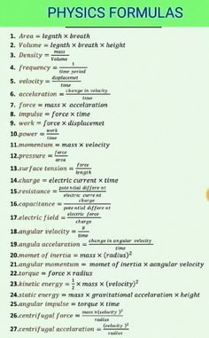 an image of a computer screen with the words physics formulas written in front of it