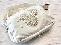 Tan Crossbody Bag, Iridescent Pearl, Mickey Head, Bridal Pearls, Disney Style, Disney Trips, Theme Park, Fanny Pack, Body Bag