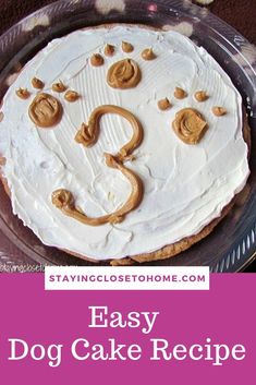 easy dog cake recipe with frosting and peanut butter on top for dogs to eat