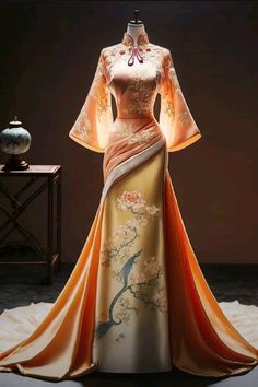 Magical Dress, Fantasy Dresses, Dress Design Sketches, Fantasy Gowns, Fairytale Dress, Whimsical Fashion, Fantasy Dress, Fantasy Fashion, Cheongsam