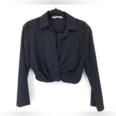 Reposhing This Item I Purchased From @Perlabueno. Nwt! Elegant Crop Top Blouse For Workwear, Black Fitted Versatile Blouse, Zara Black Long Sleeve Blouse, Chic Black Collared Top, Versatile Black Blouse For Day Out, Zara Versatile Long Sleeve Tops, Zara Long Sleeve Versatile Tops, Versatile Long Sleeve Zara Tops, Black Zara Tops For Office